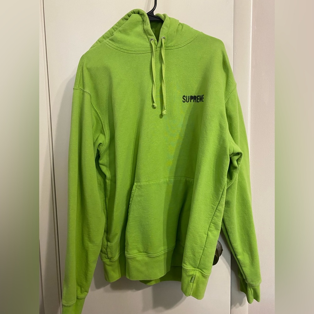 Supreme neon green size large hoodie